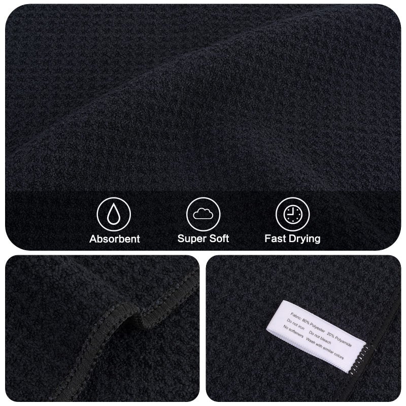 KinHwa Microfiber 6 Pack Dish Cloths Thick Waffle Weave Kitchen Dish Drying Towel Rags Super Absorbent Kitchen Tea Towels Sets 12inch x 12inch Black - Image 4